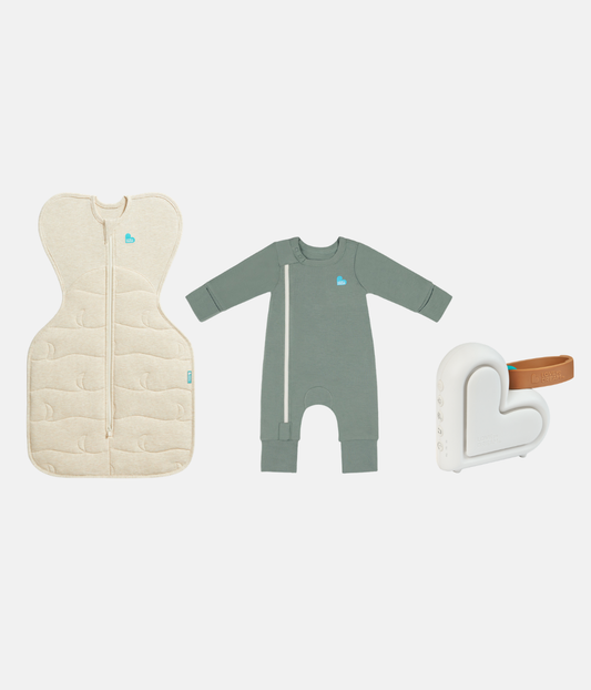 Newborn Essentials Bundle | Swaddle Up 3.5 TOG | Romper Deep Olive | Sleep Machine