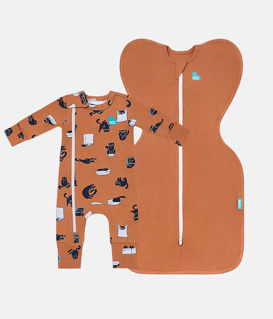 Swaddle Up & Romper Bundle | 1.0 TOG | Hazel | Black Cat