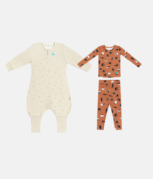 Sleep Suit & Pj Bundle | 1.5 TOG | Oatmeal Twigs | Black Cat