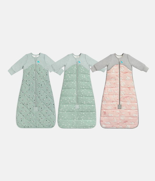 Sleep Bag Bundle 2.5 | 3.5 TOG | Pink South Pole | Olive Stellar | Green Lamb