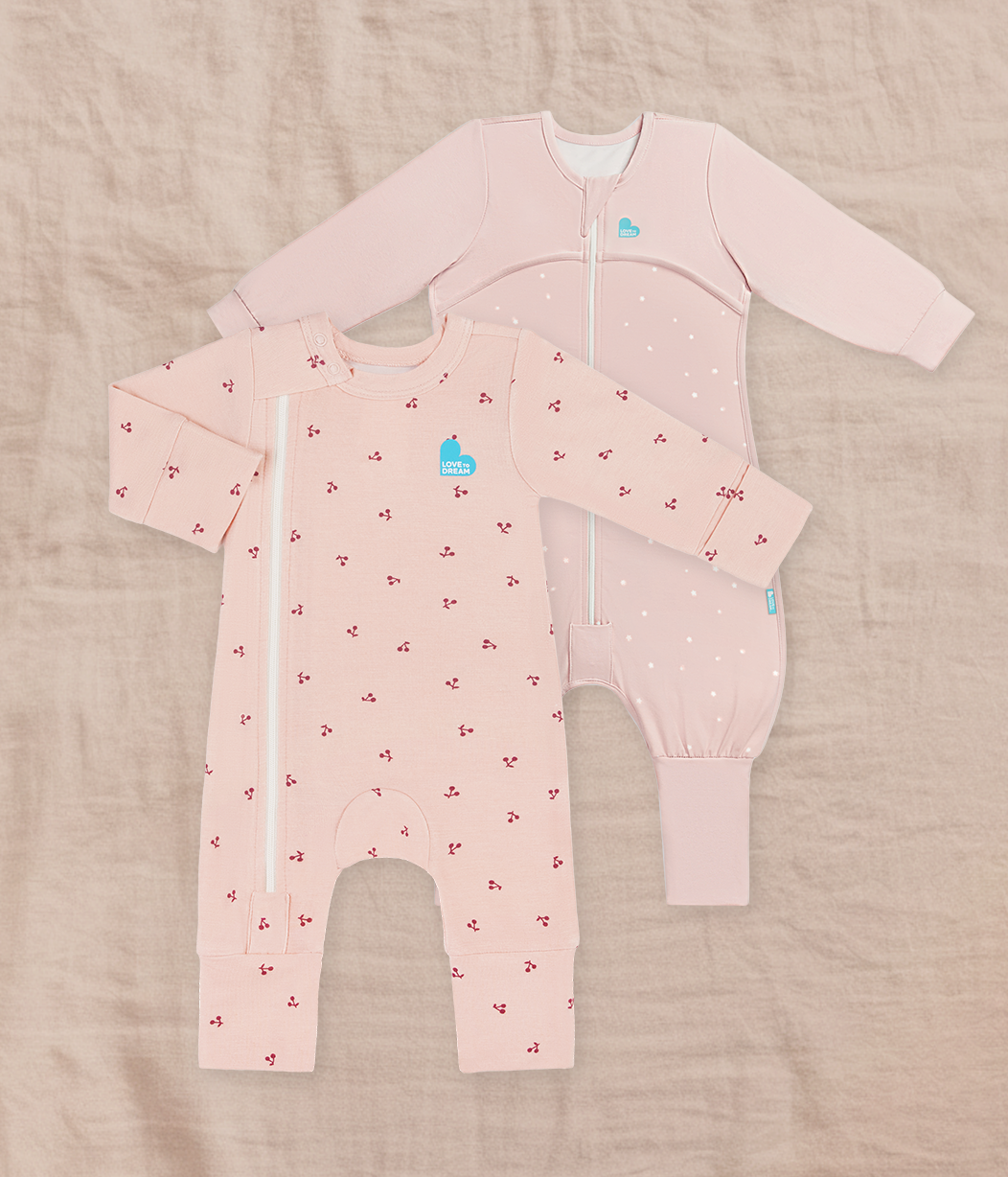 Sleep Suit & Romper Bundle | 1.0 TOG | Bamboo | Pink Twinkle | Blush Cherries