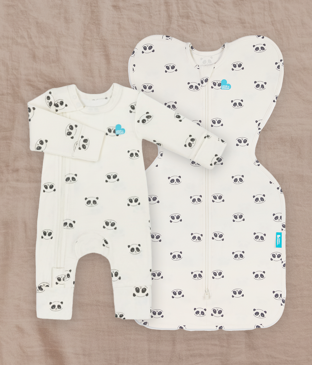 Swaddle Up & Romper Bundle | 1.0 TOG | Bamboo | Cream Sleepy Pandas