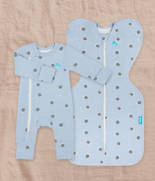 Swaddle Up & Romper Bundle | 1.0 TOG | Bamboo | Blue Turtally