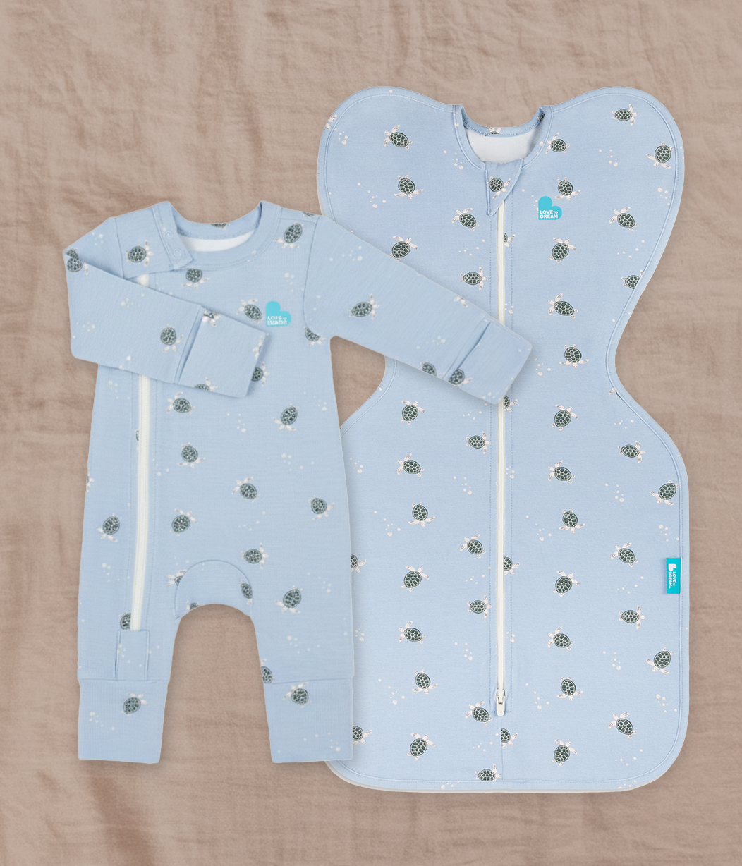 Swaddle Up & Romper Bundle | 1.0 TOG | Bamboo | Blue Turtally