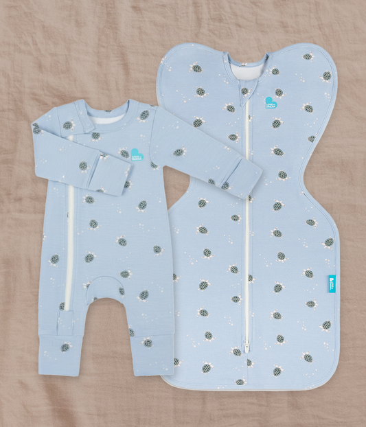 Swaddle Up & Romper Bundle | 1.0 TOG | Bamboo | Blue Turtally