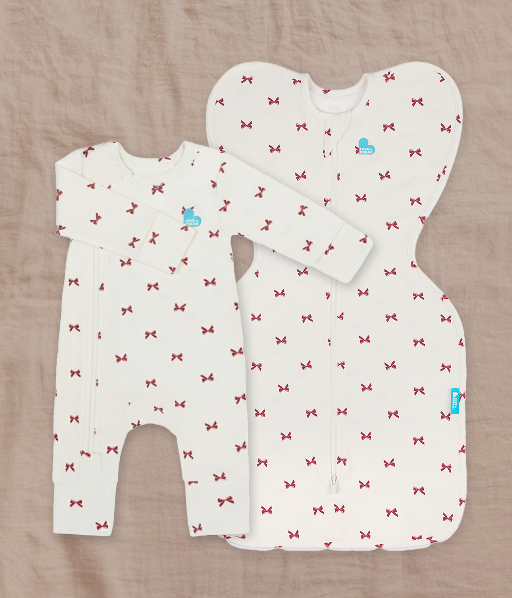 Swaddle Up & Romper Bundle | 1.0 TOG | Bamboo | Cream Bows