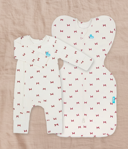 Swaddle Up & Romper Bundle | 1.0 TOG | Bamboo | Cream Bows