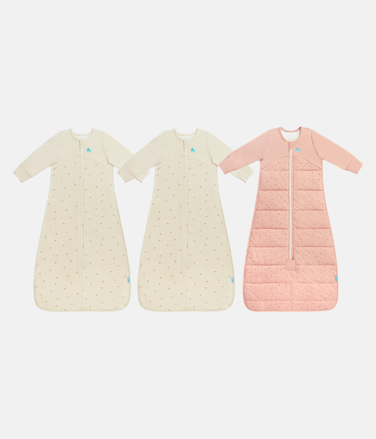 Sleep Bag Bundle | 1.5 | 2.5 TOG | Oatmeal Twigs 2 | Rose Pebbles