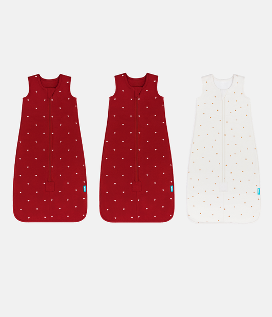 Sleep Bag Bundle | 1.5 TOG | Maroon Hearts 2 | Buff Twinkle