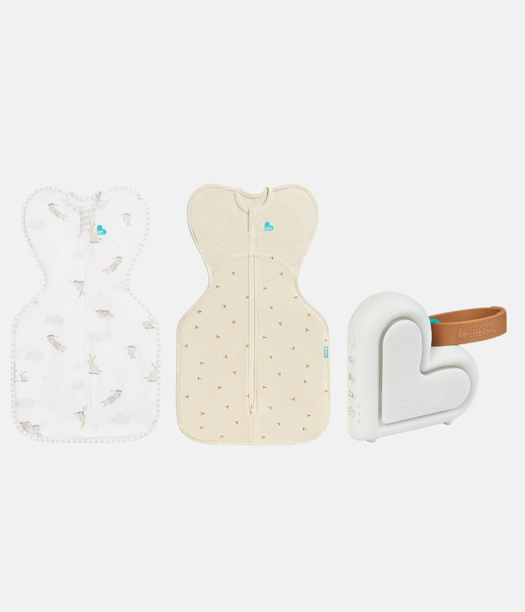 Sleep Machine Swaddle Up Starter Bundle | 1.0 | 1.5 OG | White Cloud Bunnies | Oatmeal