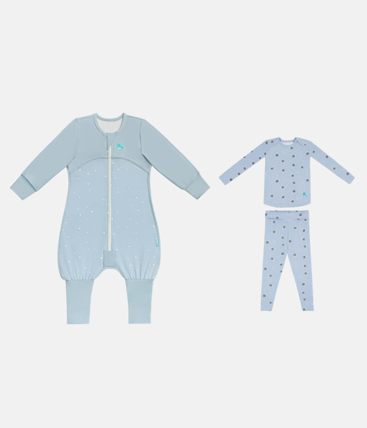 Sleep Suit & Pyjama Bundle | 1.0 TOG | Powder Blue Twinkle | Blue Turtally