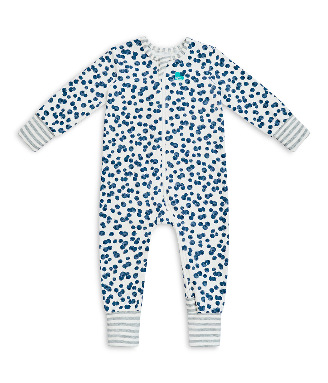 Footless Romper Blueberries White