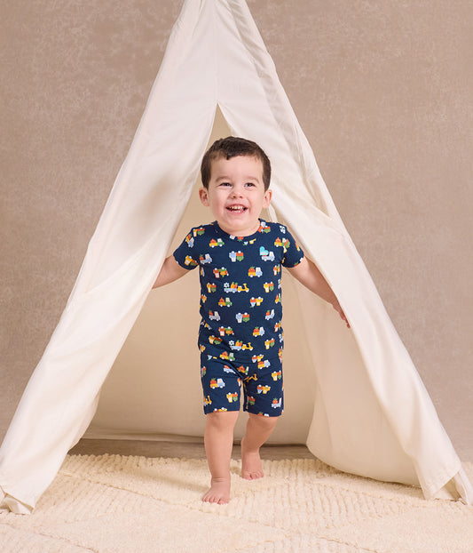 Kids Pyjama Set Short Sleeve Viscose from Bamboo Navy Veggie Delivery