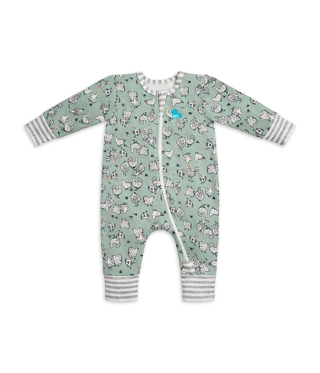 Footless Romper Chicken Run Olive