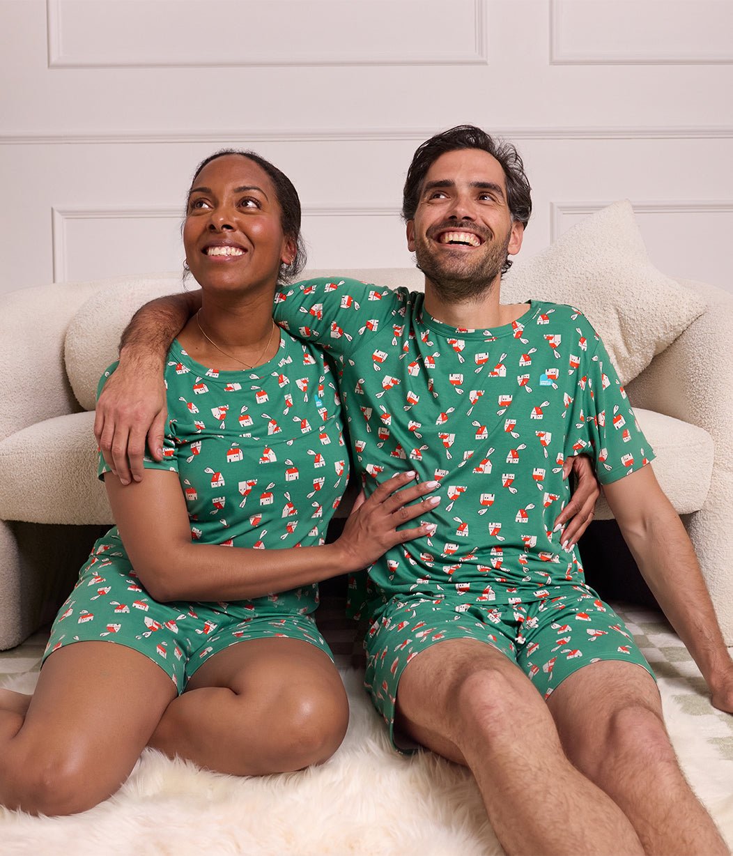 Adults Pyjama Set Short Sleeve Viscose from Bamboo Green Home Sweet Home