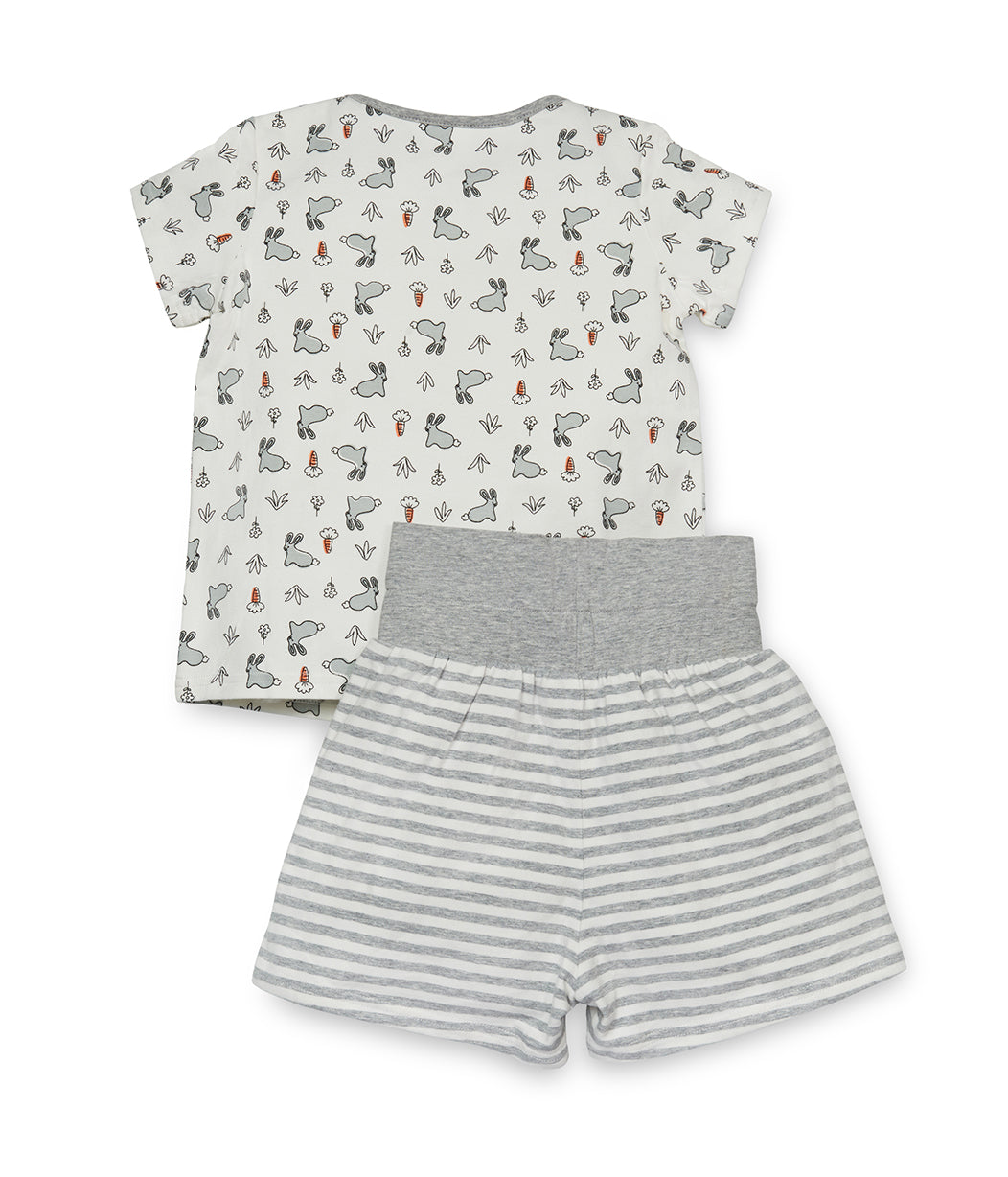 Kids Pyjama Set Short Sleeve White Bunny Cotton