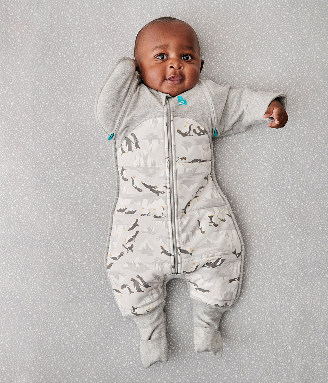 Swaddle Up™ Transition Suit 3.5 TOG (14-16°C) Grey Penguin Parade Quilted Cotton