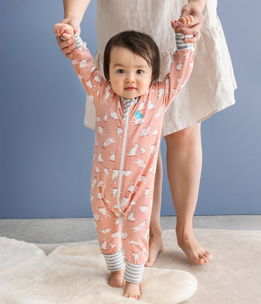 Footless Romper Cotton Pink Cottontail