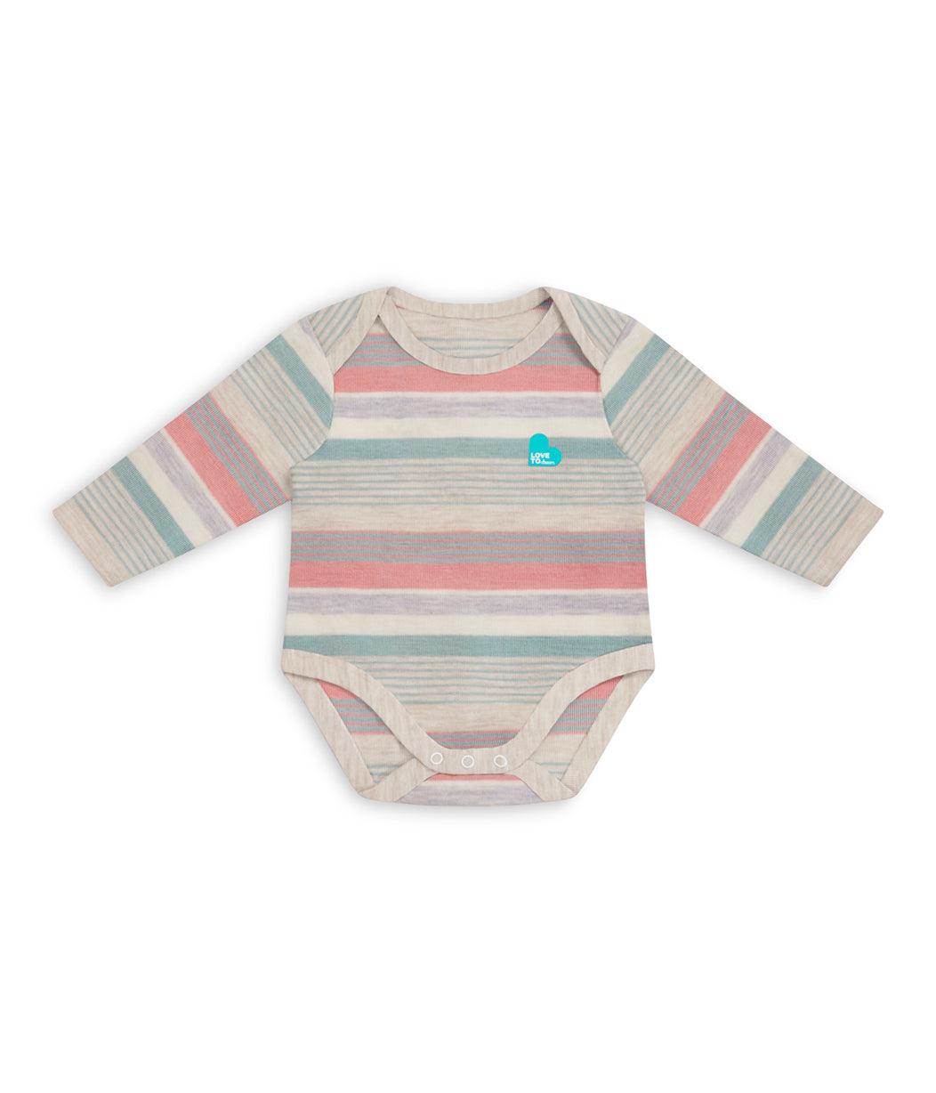 Bodysuit Long Sleeve Merino Olive Stripe