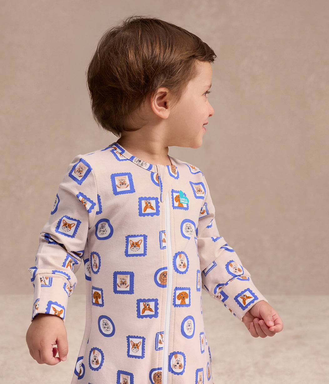Sleep Suit Long Sleeve 1.0 TOG Original Cotton Tan Puppy Portrait