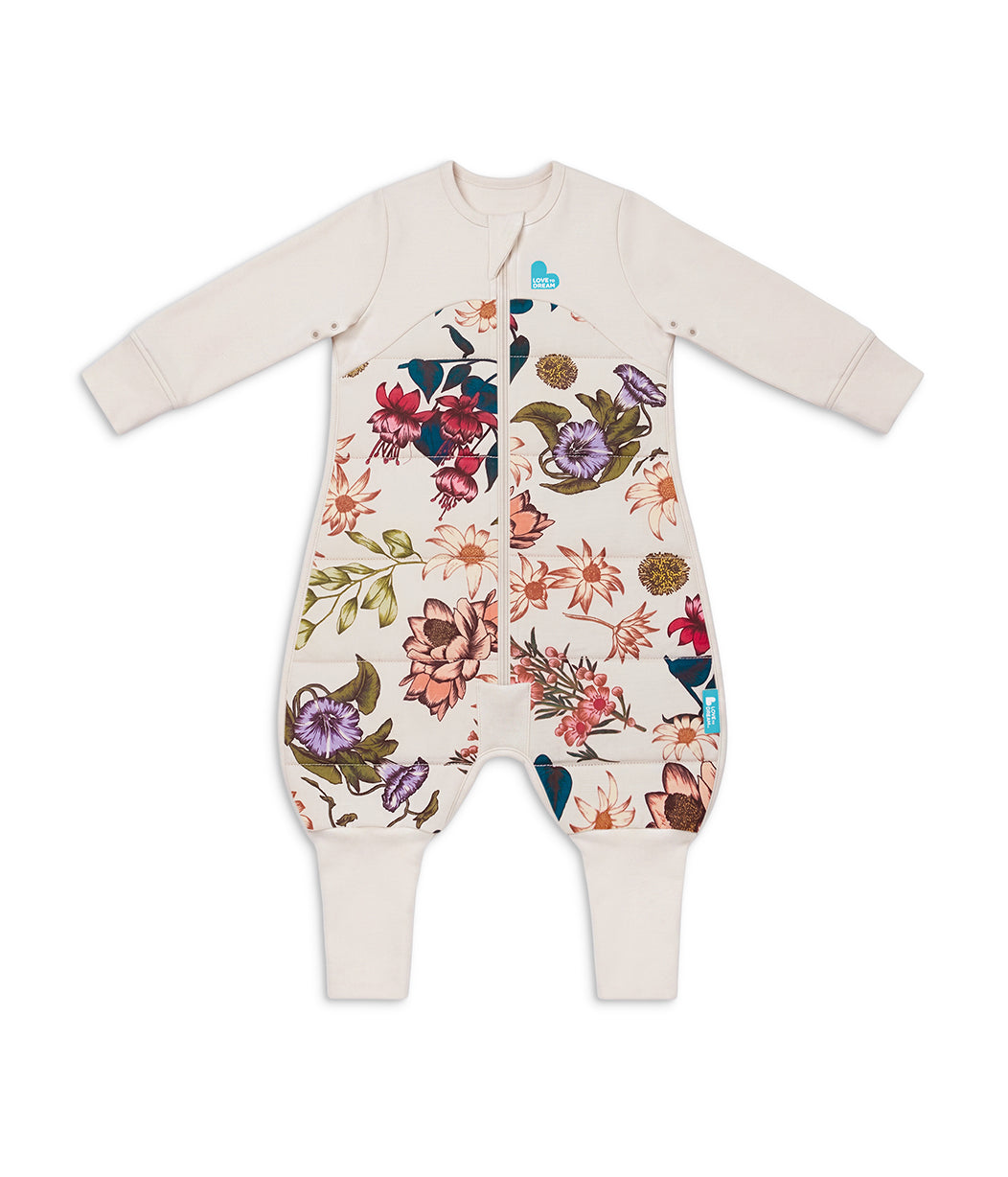 Sleep Suit Long Sleeve 2.5 TOG Quilted Cotton Cream Wandering Folk