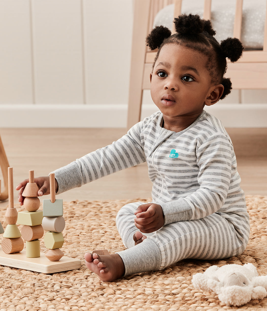 Footless Romper Grey Stripe