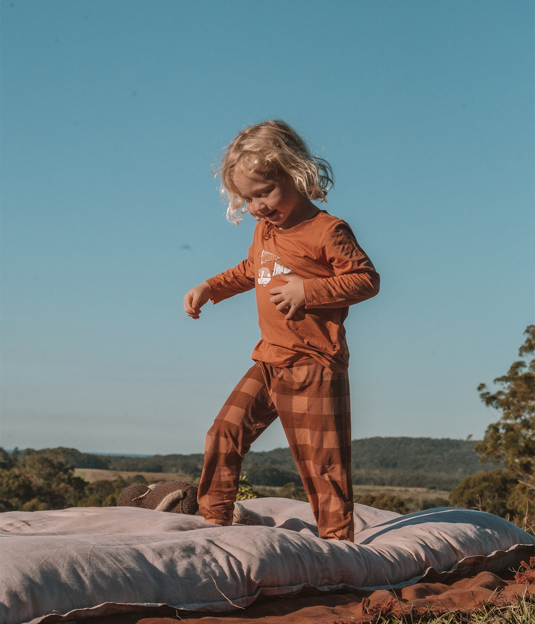 Kids Pyjama Set Long Sleeve Viscose from Bamboo Chocolate Wandering Folk