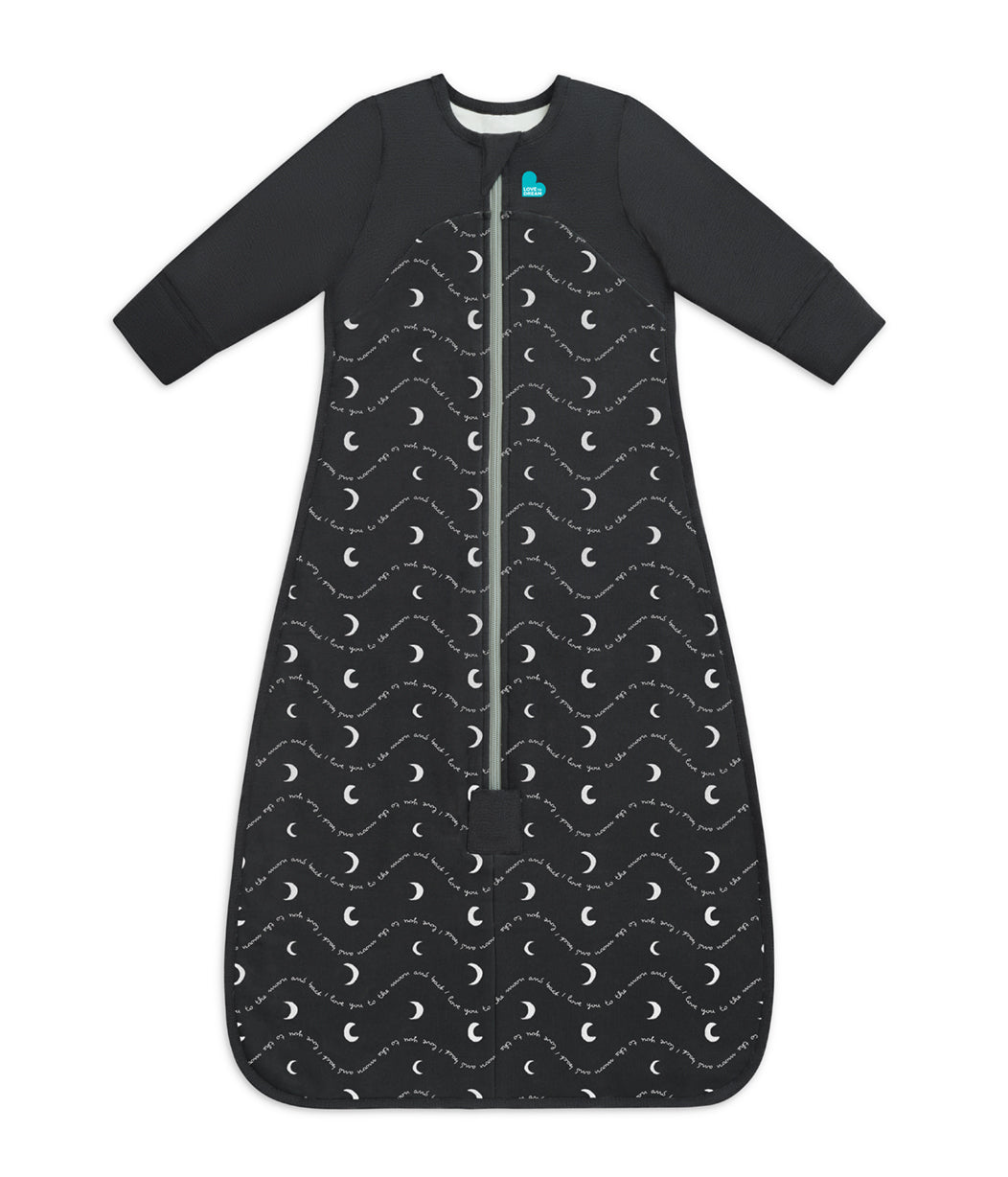 Sleep Bag Long Sleeve 1.5 TOG Cotton Charcoal Moon and Back