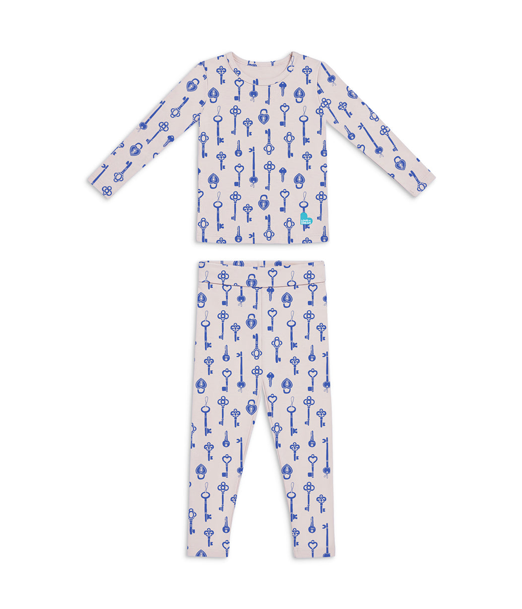 Kids Pyjama Set Long Sleeve Viscose from Bamboo Tan Key to My Heart