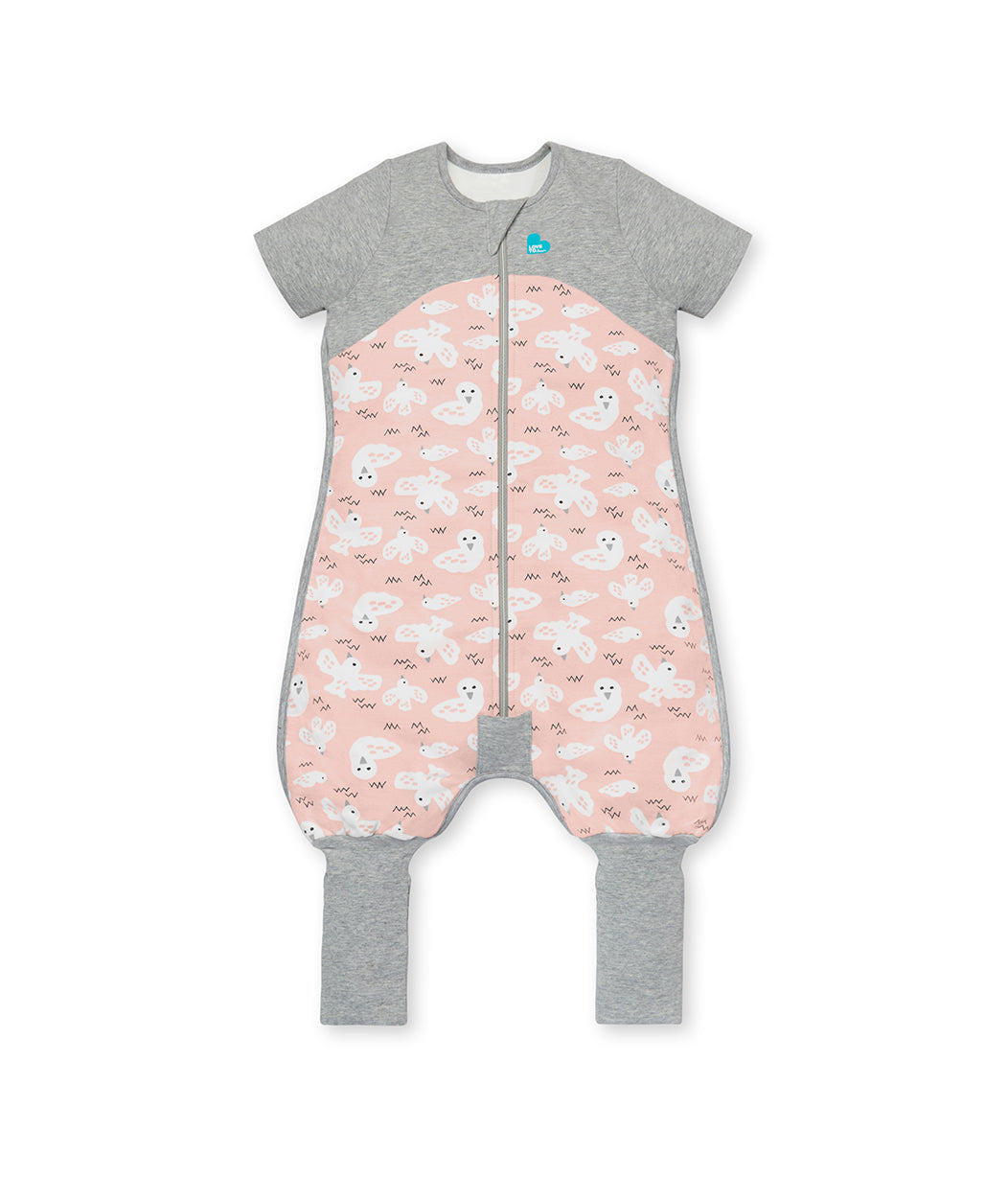 Sleep Suit Short Sleeve 1.0 TOG (20-24°C) Rose Doves Organic Cotton Fleece