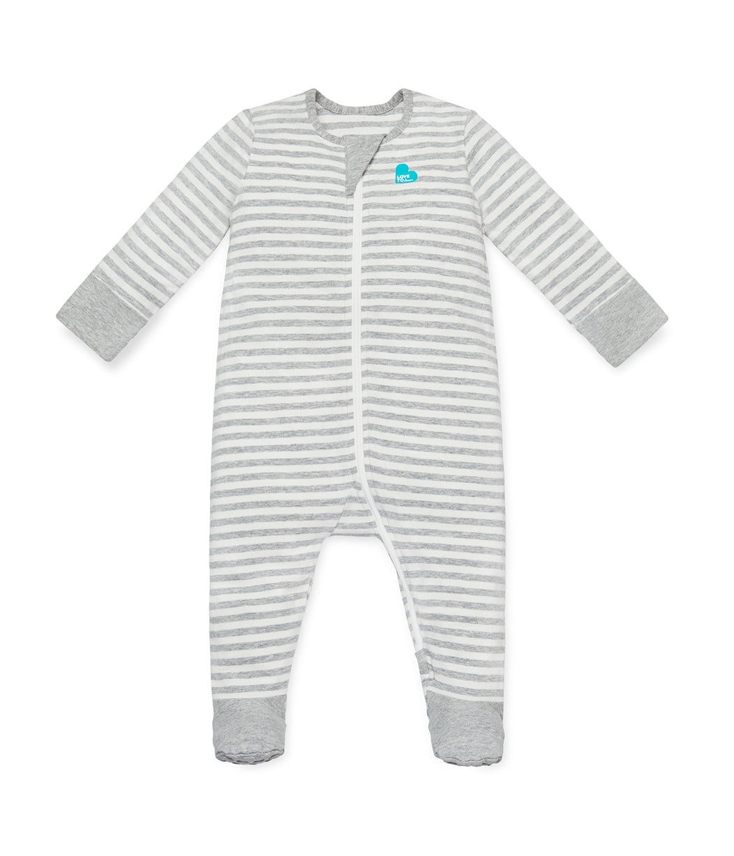 Enclosed Foot Romper Grey Stripe