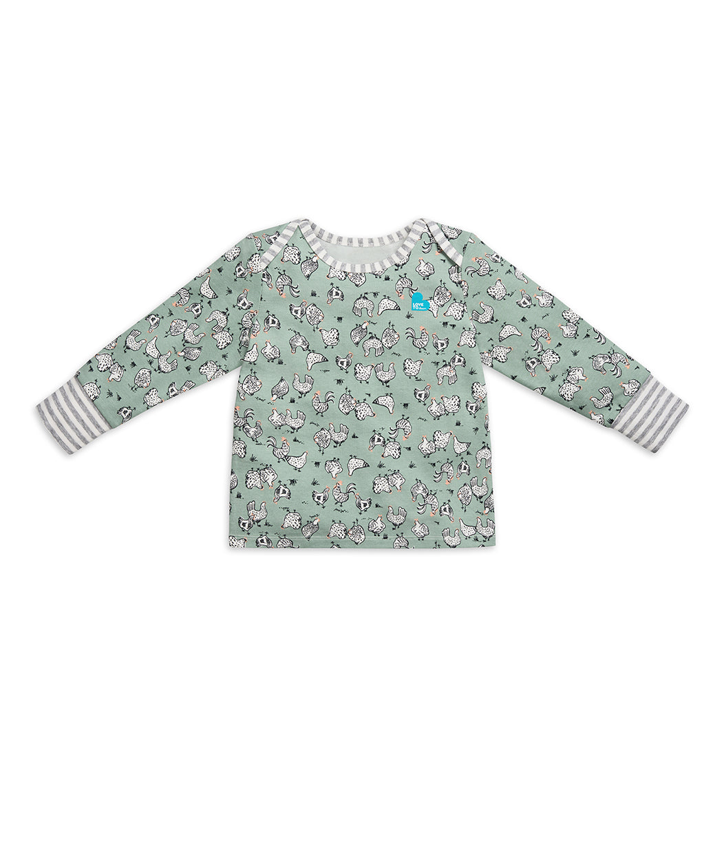 Kids Long Sleeve Pyjama Set Chicken Run Olive