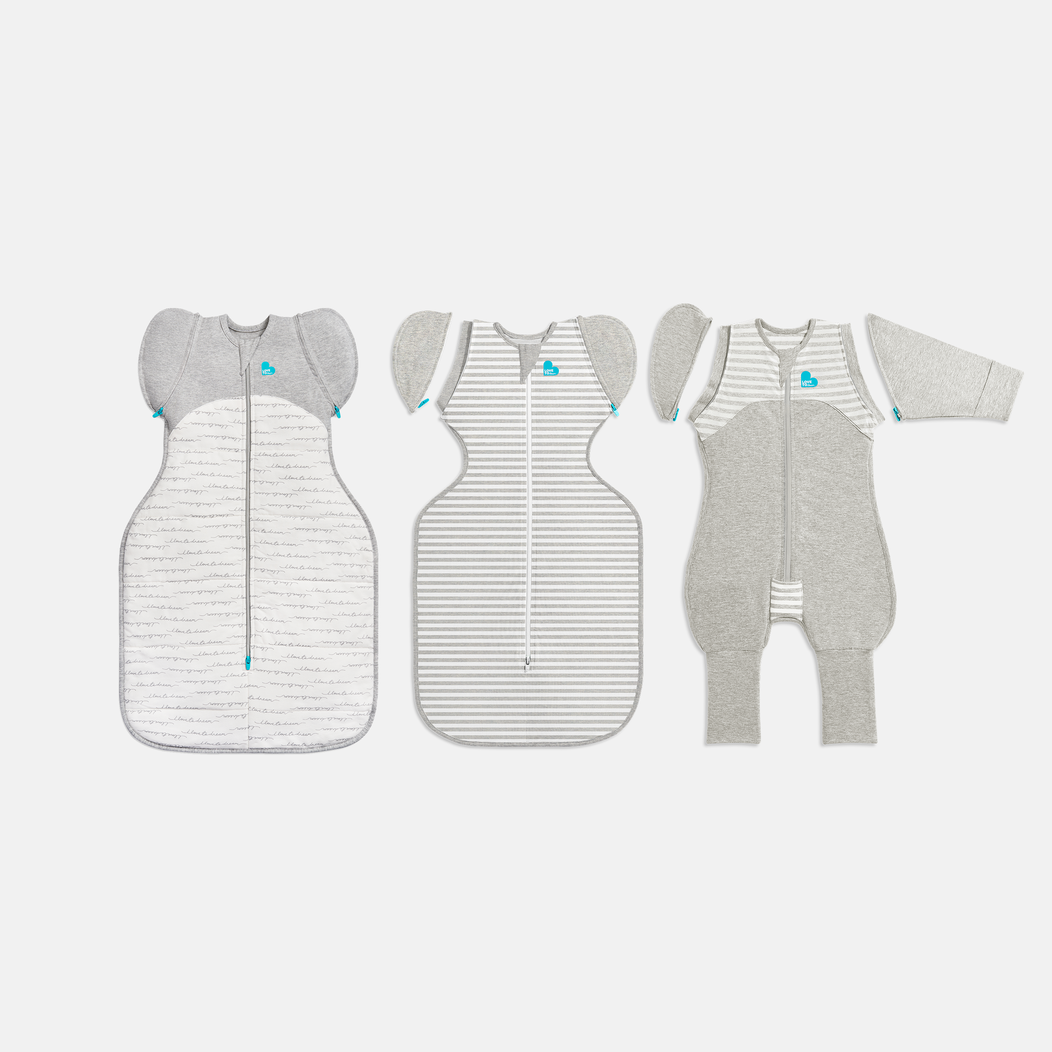 Swaddle Up™ Transition Bag Starter Pack 1.0 TOG & 2.5 TOG (20-24°C & 16-20°C) Grey Cotton