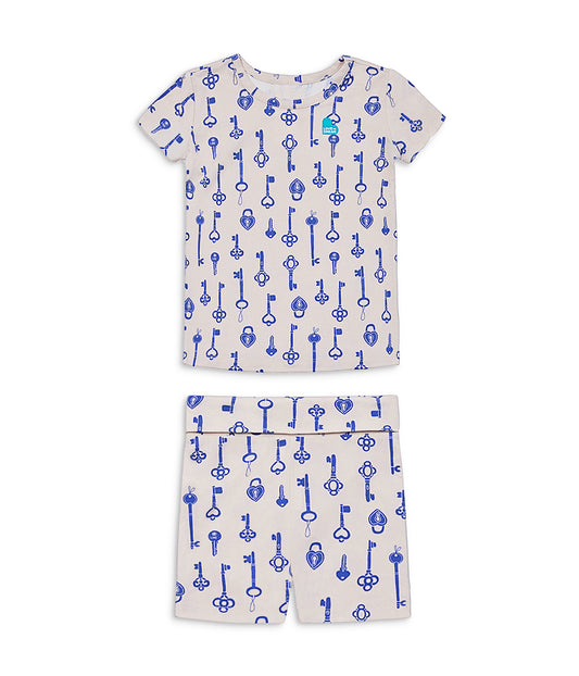 Kids Pyjama Set Short Sleeve Viscose from Bamboo Tan Key to My Heart