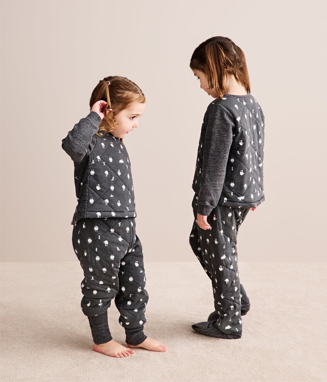 Sleep Suit Long Sleeve Two-Piece 2.5 TOG Organic Cotton/Merino Wool Charcoal Lamb's Best Friend