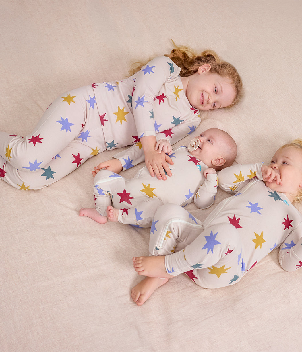 Kids Pyjama Set Long Sleeve Viscose from Bamboo Tan Party Pop