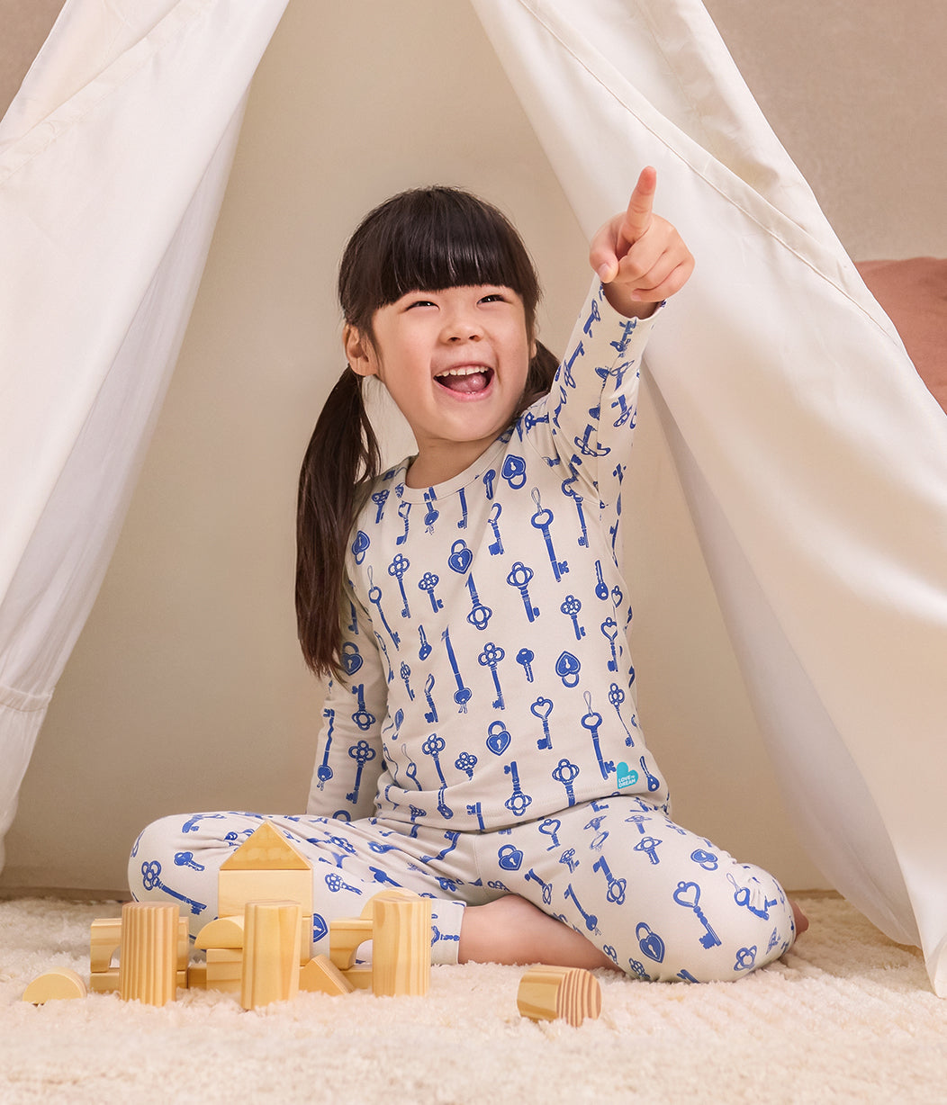 Kids Pyjama Set Long Sleeve Viscose from Bamboo Tan Key to My Heart