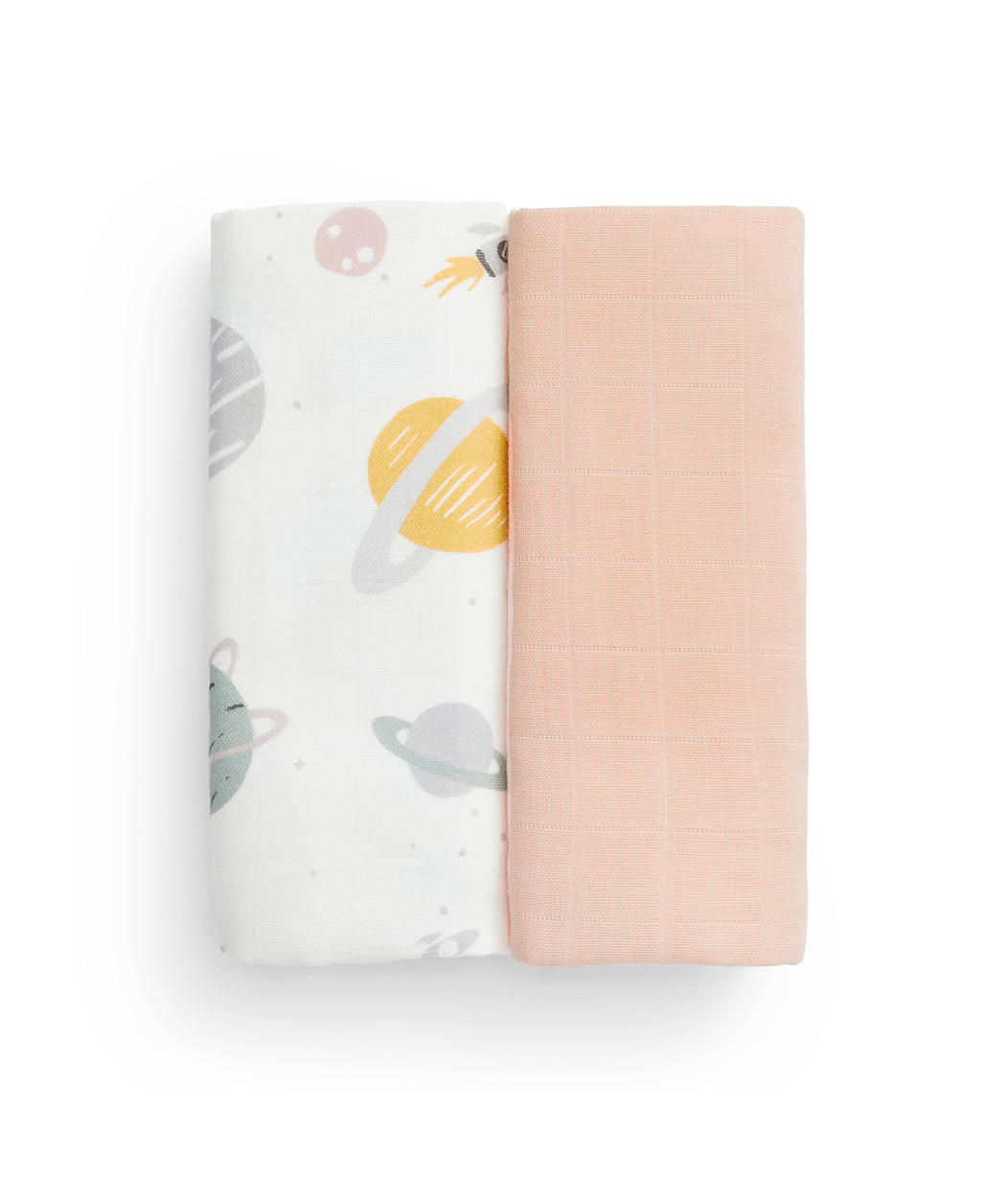 Burp Cloth 2 Pack Cotton Blush Rocket