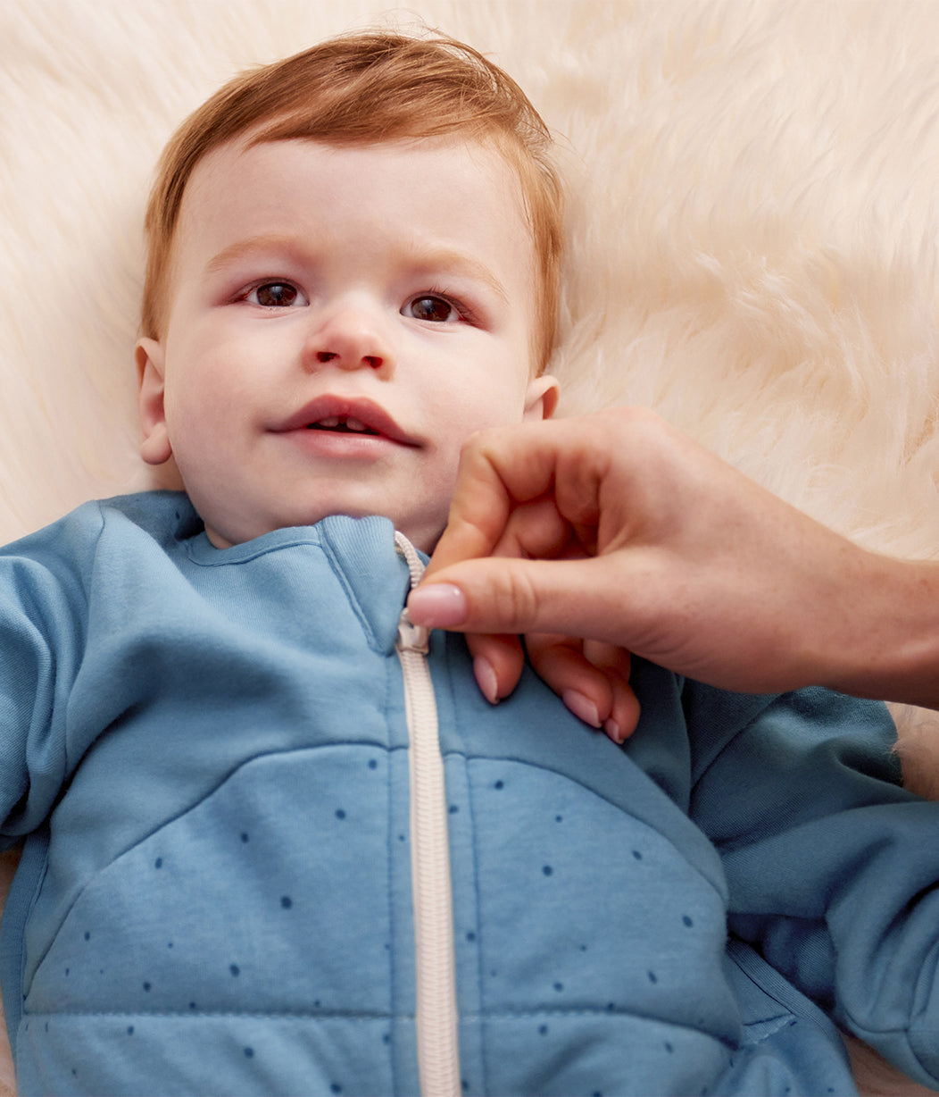 Sleep Bag Long Sleeve 2.5 TOG Quilted Cotton Storm Blue Pebbles