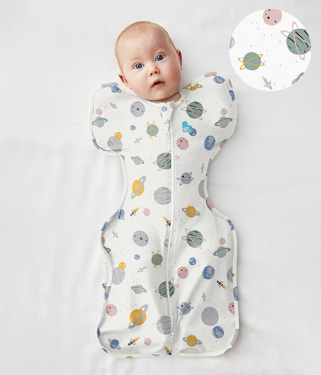 Swaddle Up™ 0.2 TOG (24-27°C) White Space Cotton