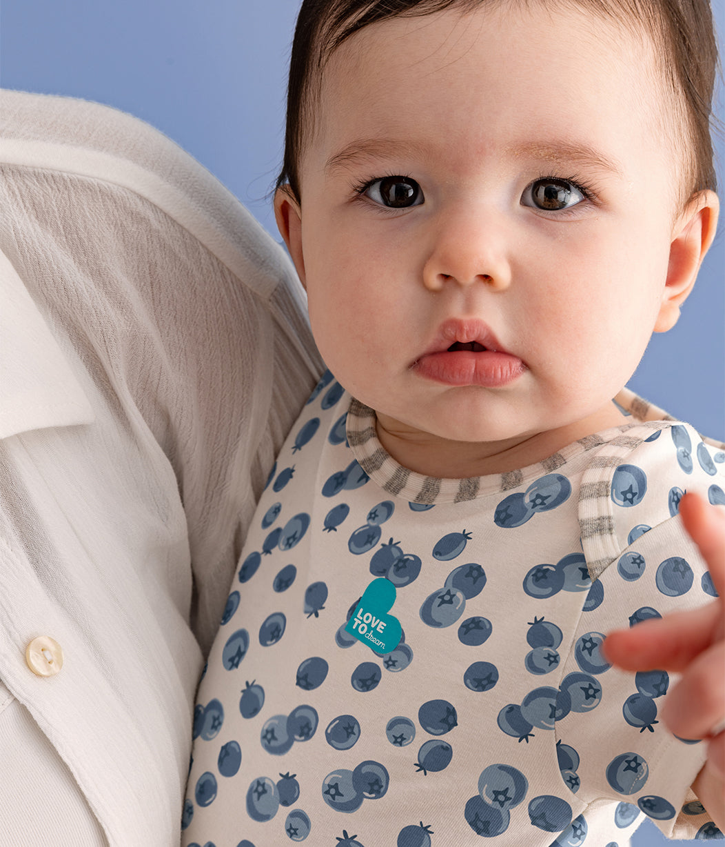 Bodysuit Short Sleeve Blueberries White