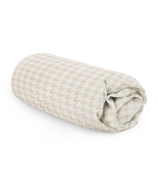 HushDry™ 2-in-1 Waterproof Fitted Cot Sheet Viscose from Bamboo Tan Houndstooth