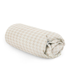 HushDry™ 2-in-1 Waterproof Fitted Cot Sheet Viscose from Bamboo Tan Houndstooth