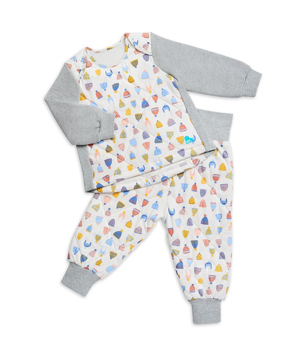 Sleep Suit Two-Piece 2.5 TOG (16-20°C) White Happy Hats Quilted Cotton