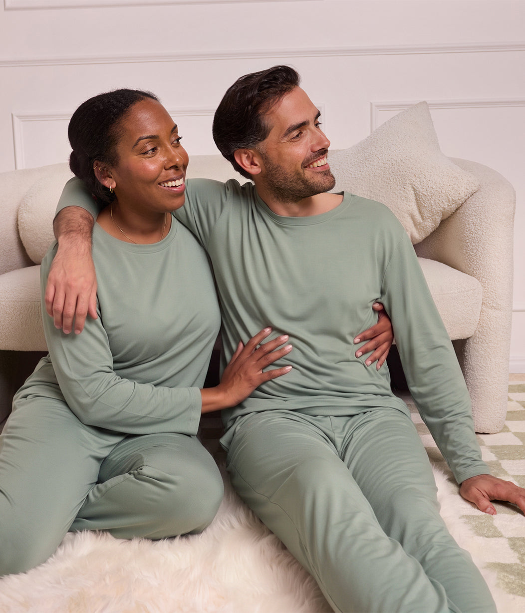 Adults Pyjama Set Long Sleeve Viscose from Bamboo Deep Olive
