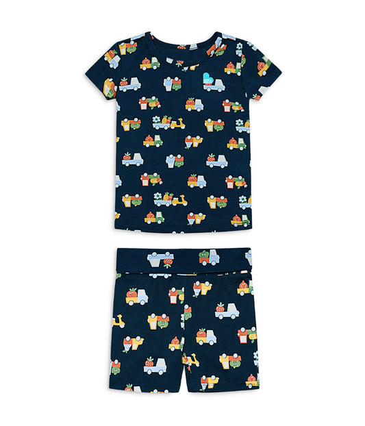 Kids Pyjama Set Short Sleeve Viscose from Bamboo Navy Veggie Delivery