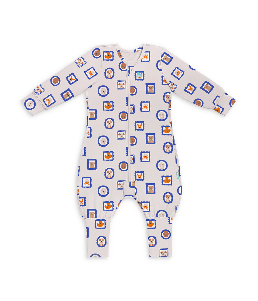 Sleep Suit Long Sleeve 1.0 TOG Original Cotton Tan Puppy Portrait