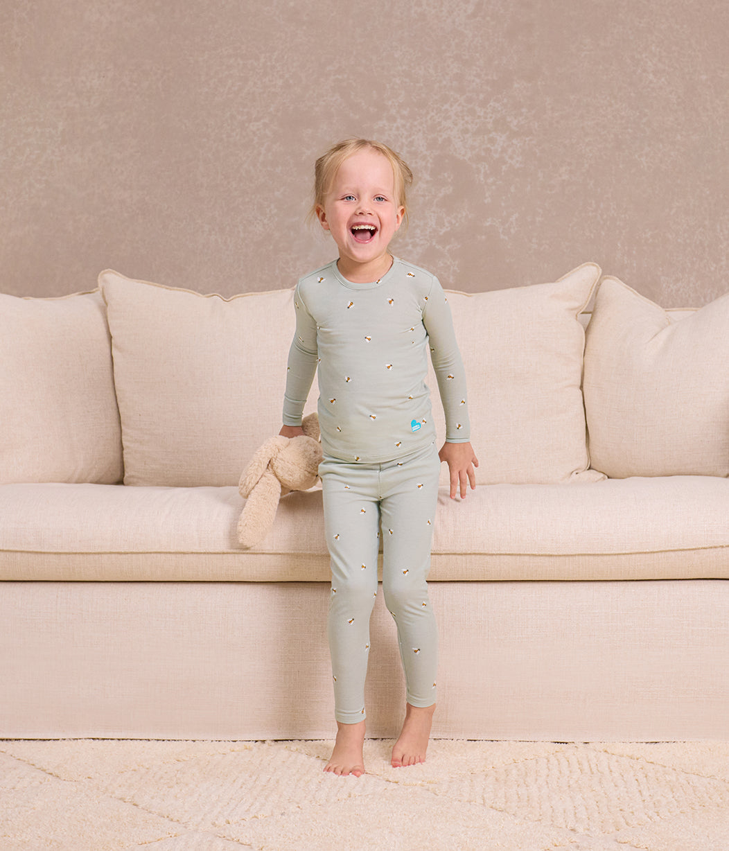 Kids Pyjama Set Long Sleeve Viscose from Bamboo Olive Bees