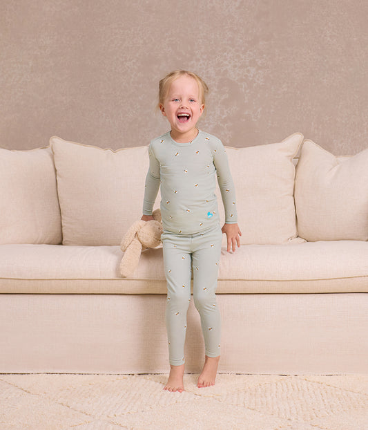 Kids Pyjama Set Long Sleeve Viscose from Bamboo Olive Bees