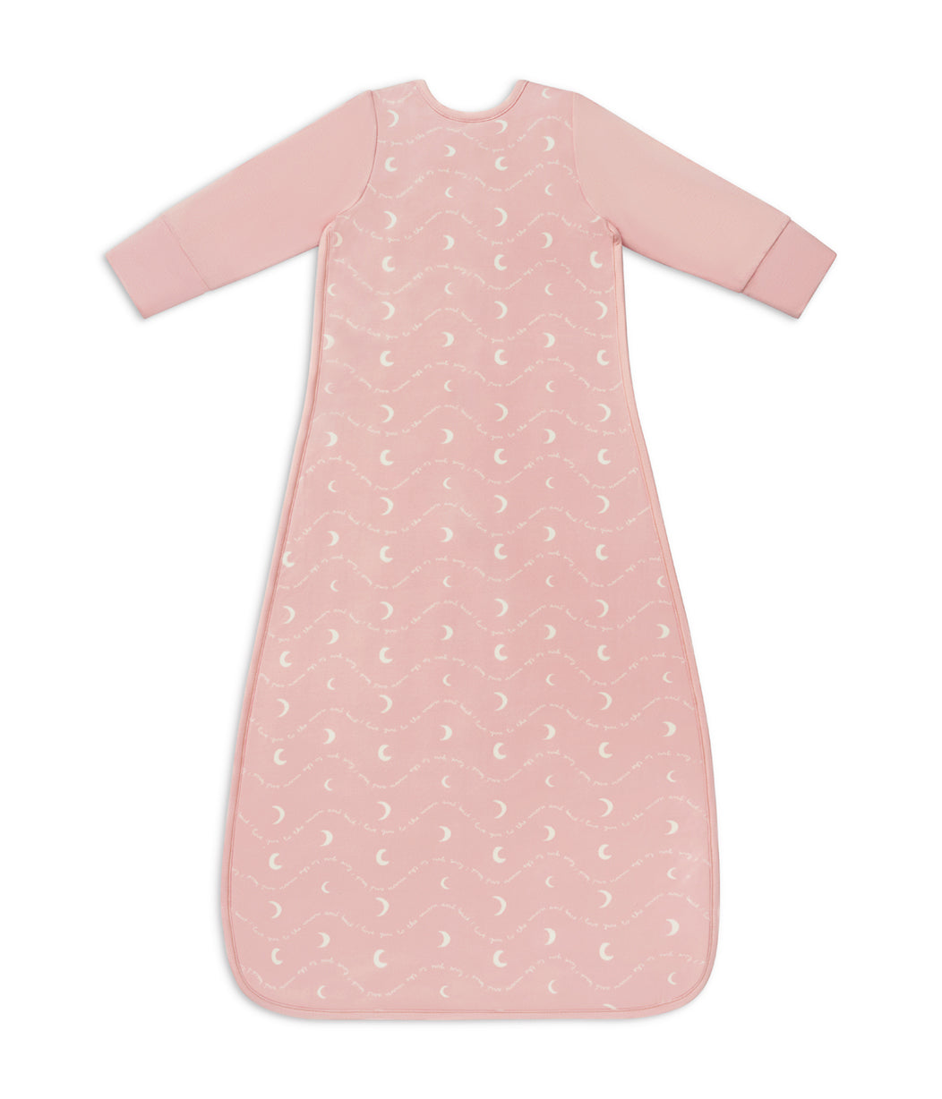 Sleep Bag Long Sleeve 1.5 TOG Cotton Dusty Pink Moon and Back